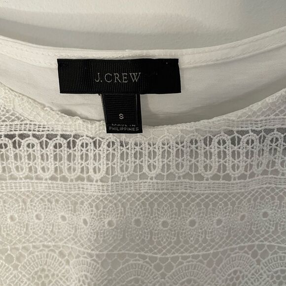J Crew Women's Size S Lace Front Cotton Top - Picture 2 of 5